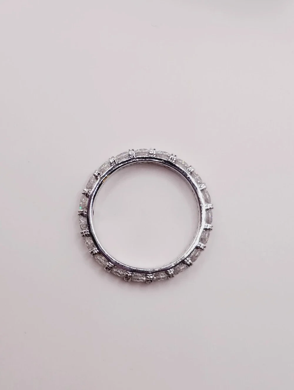 925 Sterling Silver Clear Cz Pave Eternity Band Ring